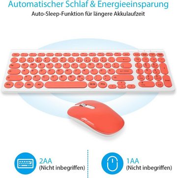LeadsaiL kabelloses ergonomische Tastatur- und Maus-Set, deutsches QWERTZ-Layout, leise Tastatur-und Maustasten MacOS PC Laptop