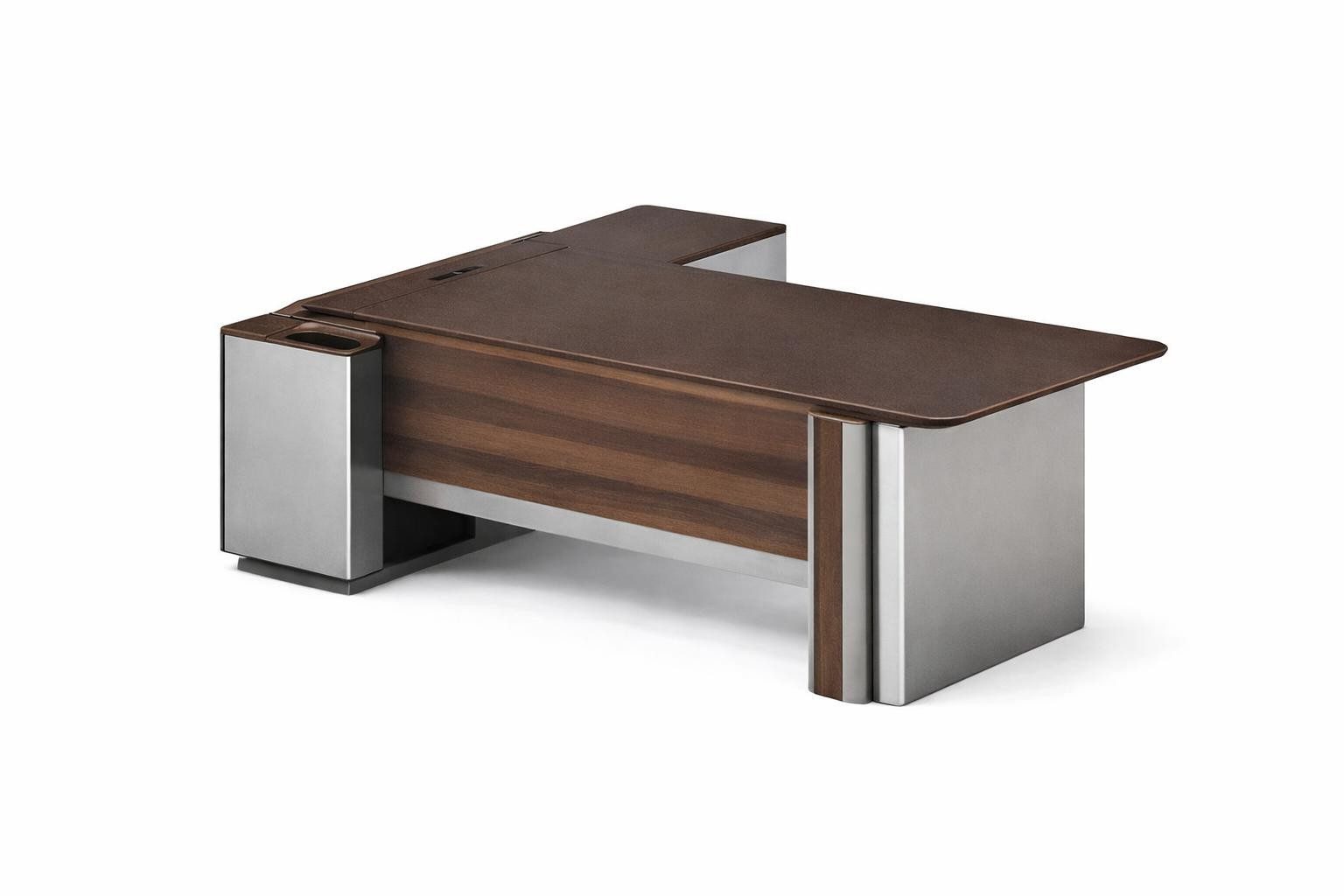 Xlmoebel Eckschreibtisch Stylischer Schreibtisch aus Holz und Edelstahl im modernen Look (260 x 180 x 75 cm), Made in Europa