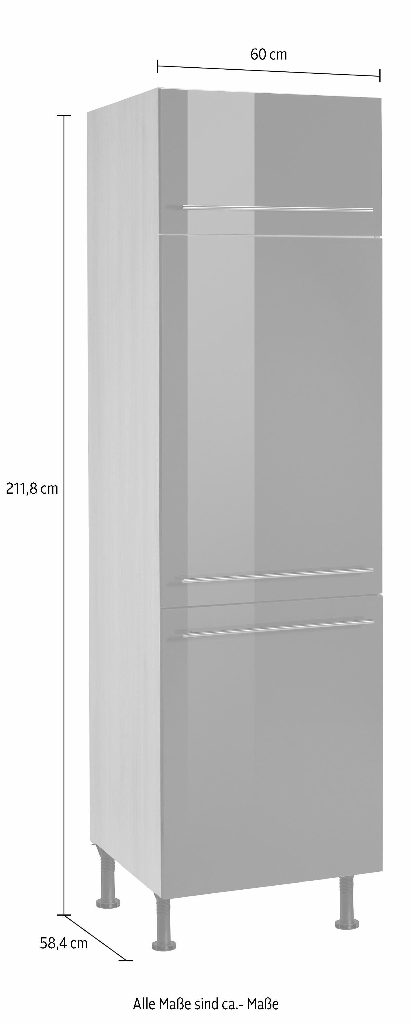 OPTIFIT Kühlumbauschrank Bern 60 cm mit 212 weiß breit, cm Stellfüßen | hoch, höhenverstellbaren Hochglanz/weiß weiß
