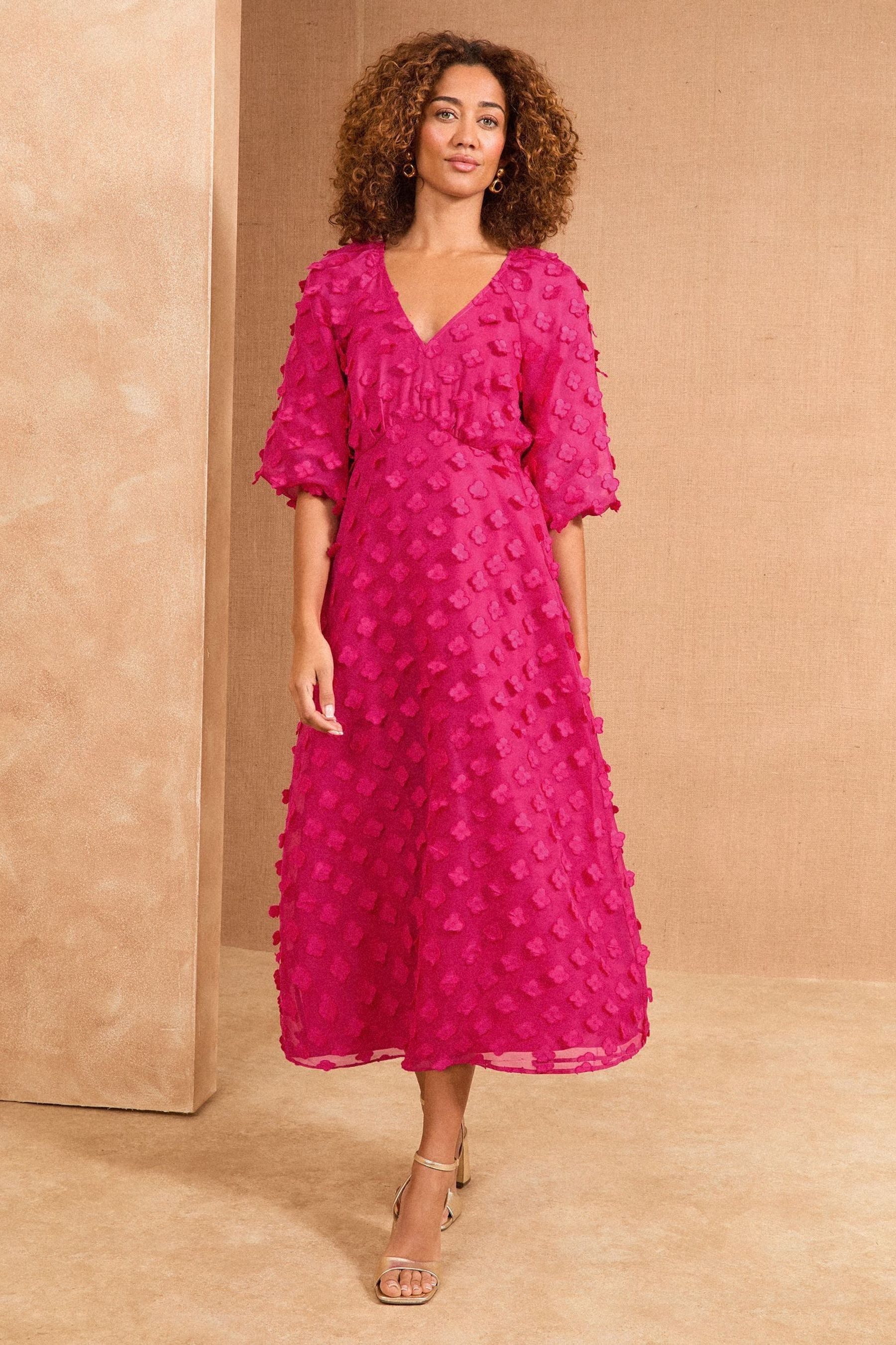Love & Roses Midikleid Love & Roses Midikleid mit 3D-Blumen, Regular (1-tlg)