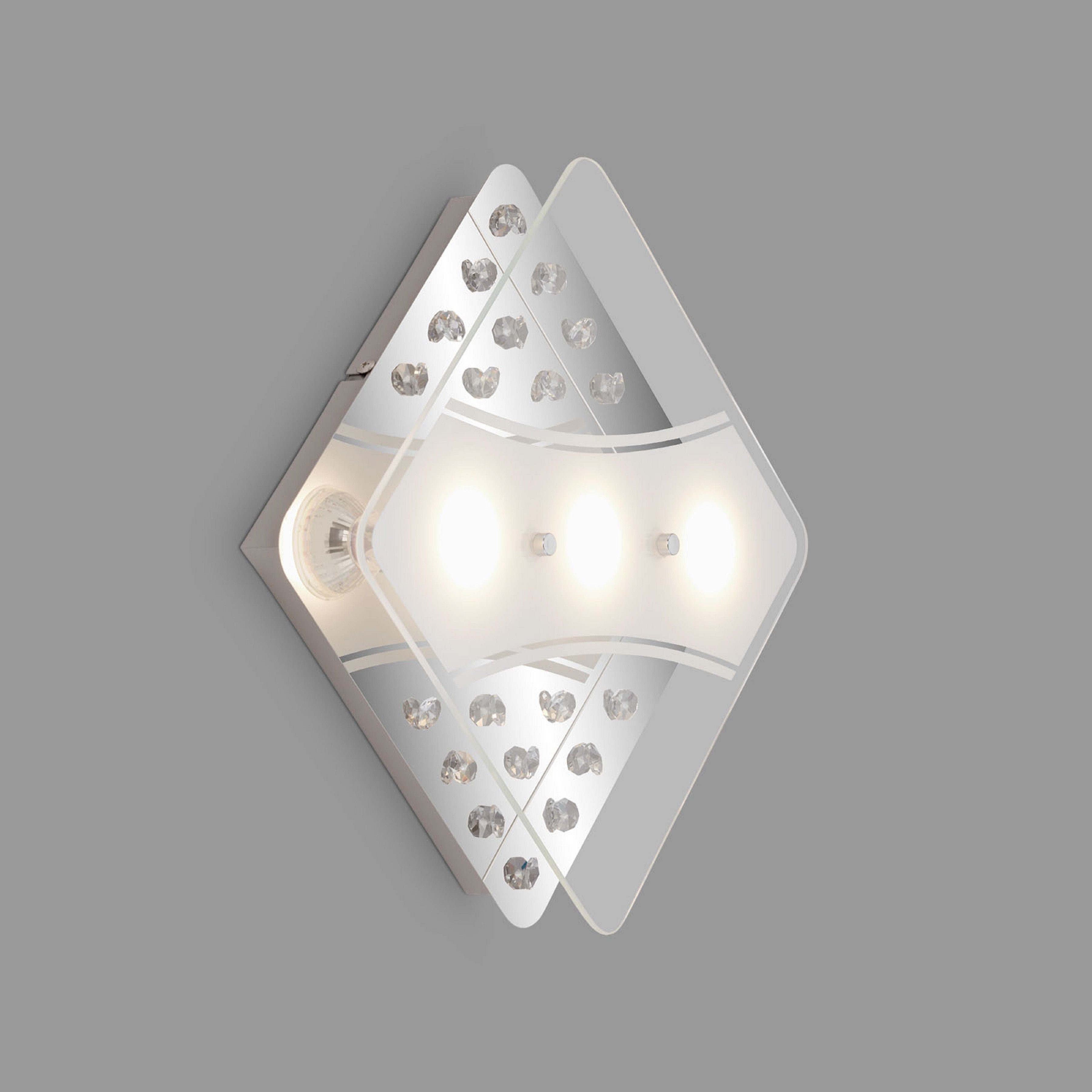 TRANGO Deckenlampe, 3488 aus Leuchtmittel, mit Metall Deckenleuchte 5 Watt 3x Design inkl. LED LED GU10 Badlampe 3000K Motiv in Deckenstrahler Glas-Lampenschirm, Deckenleuchte, bedrucktem warmweiß *EDA* Eckig Wandleuchte,