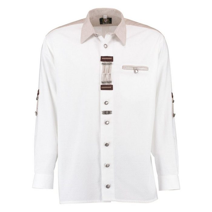OS-Trachten Trachtenhemd Nevai Langarmhemd mit Paspeltasche Zierteile auf der Knopfleiste