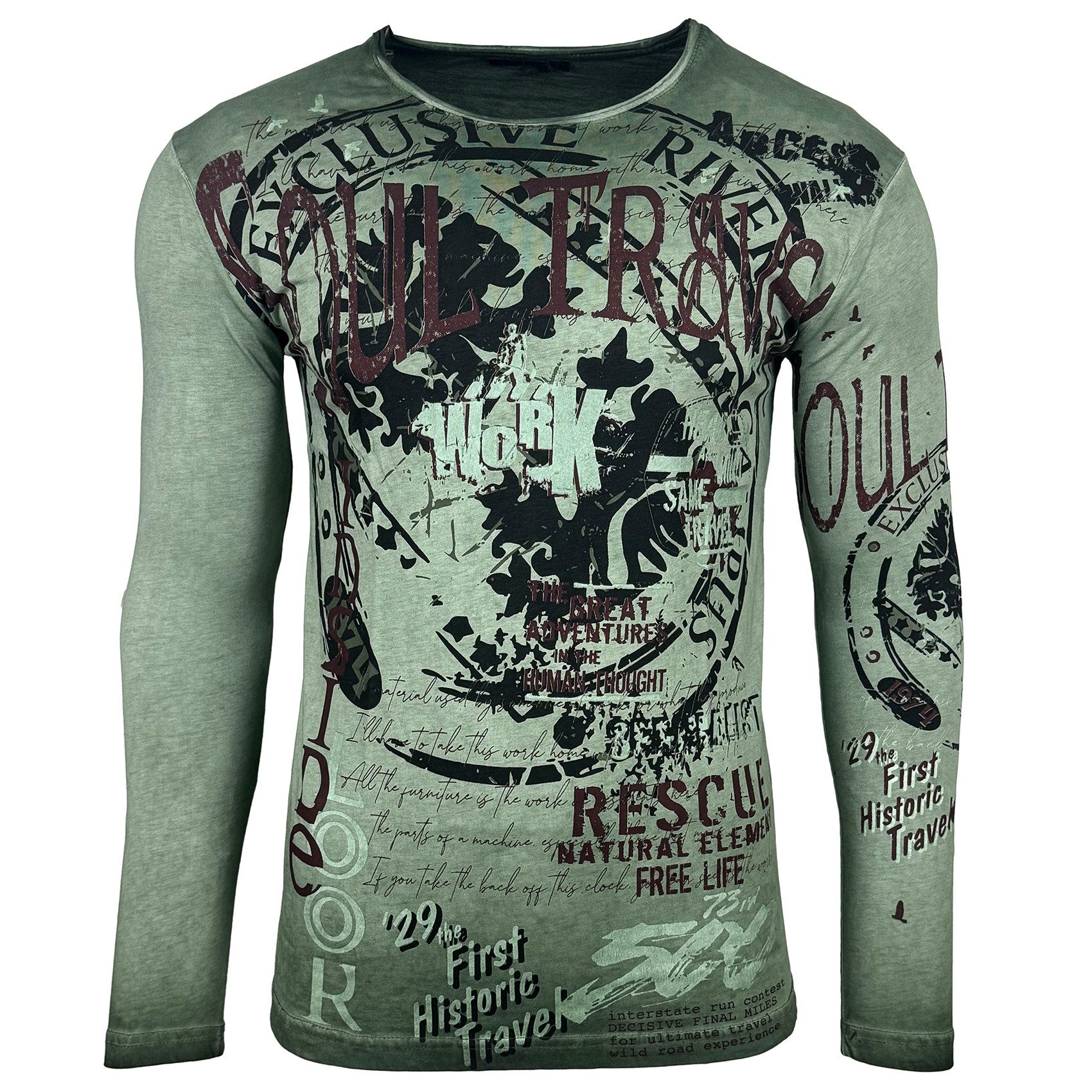 Baxboy Longshirt Herren Longsleeve T-Shirt Moderner Männer Langarmshirt B-7 günstig online kaufen