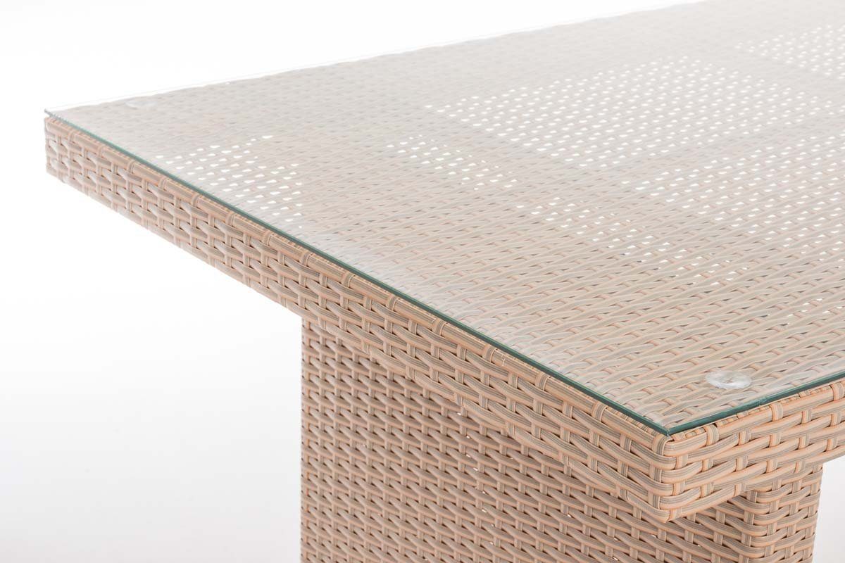 mit Glas-Tischplatte Gartentisch 80 sand einer 140 CLP cm, Fisolo, x ca.