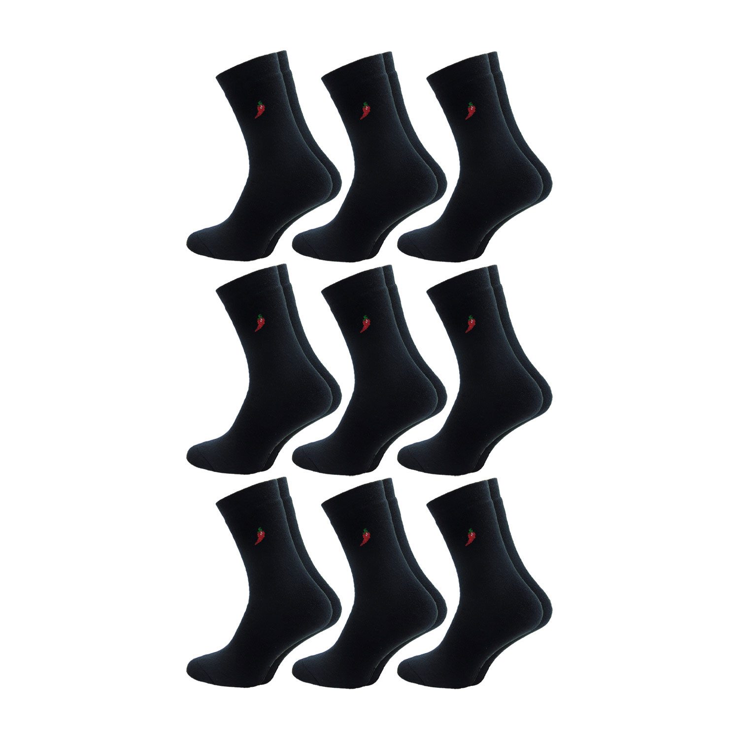 Chili Lifestyle Thermosocken UNI Wintersocken Damen und Herren dicke schwarze Baumwollsocken (Multipack, 9-Paar, ein Design) Weichbund ohne Gummidruck