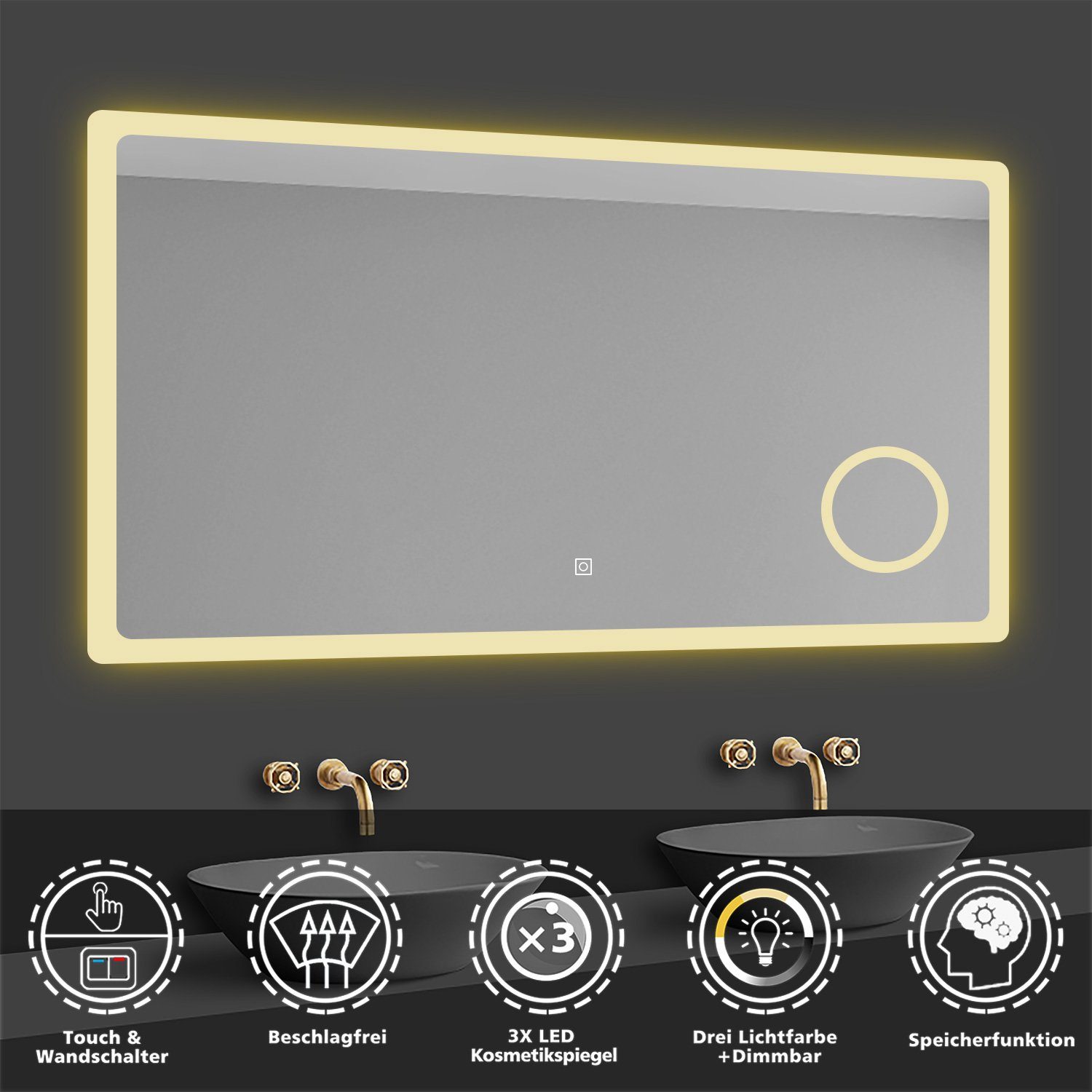 duschspa Badspiegel LED Beleuchtung Kalt/Neutral/Warmweiß Dimmbar günstig online kaufen