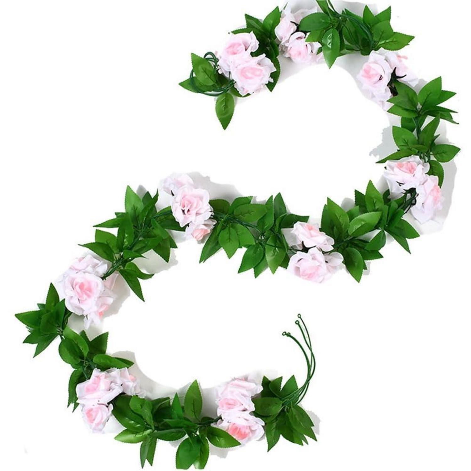 Kunstgirlande Künstliche Rosengirlande 2x 2.4m Rosa, LuxusKollektion, Höhe 10 cm