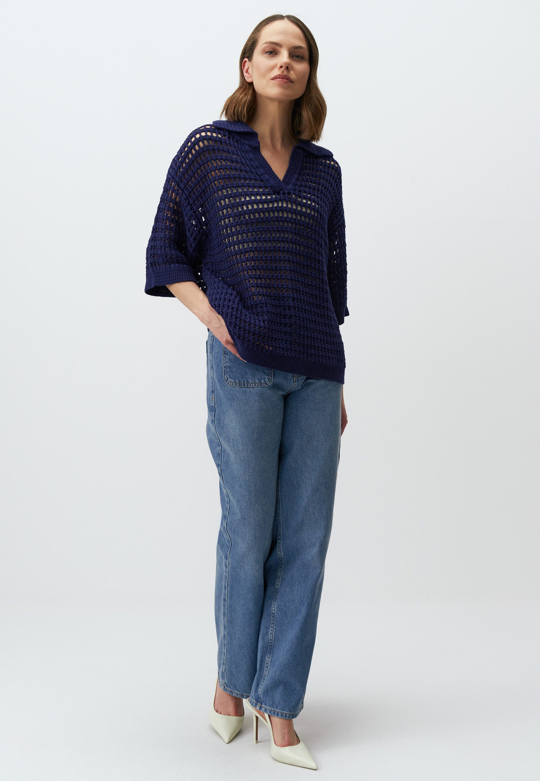 Jimmy Key Strickpullover Polokragen 3/4 Ärmel günstig online kaufen