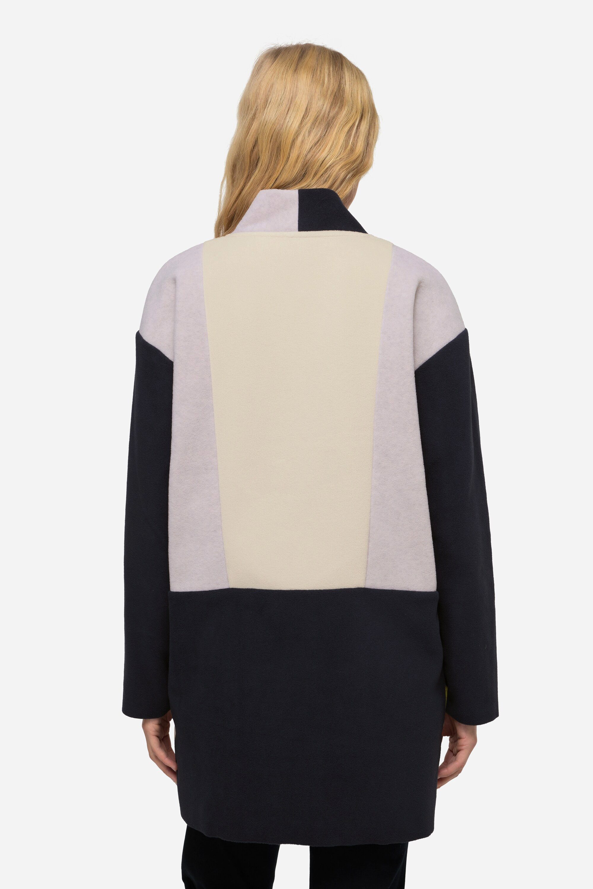 Laurasøn Sweatjacke Jacke Fleece Colorblocking Kelchkragen Langarm