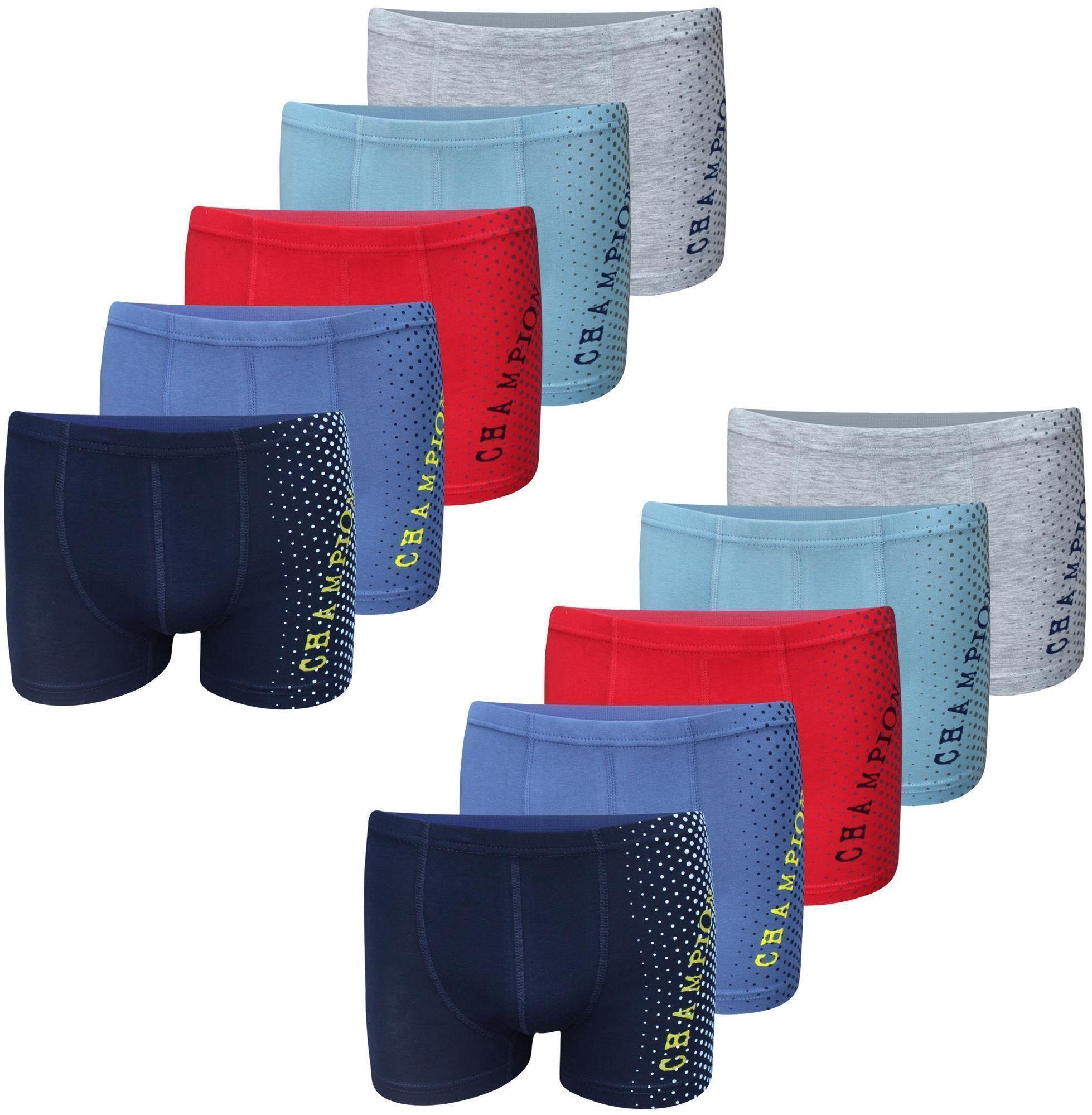 LOREZA Boxershorts 10 Jungen Boxershorts Baumwolle Unterhosen Unterwäsche (Spar-Packung, 10-St)