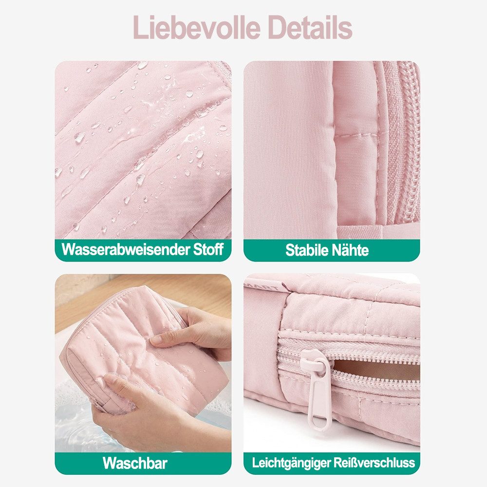 Oemmn Kosmetiktasche Mini Kosmetiktasche,flauschiger tragbarer Kulturbeutel,11.4x5.5x11.6cm, wasserfester Reise-Organizer für Damen,Make-up-Tasche