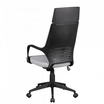 Amstyle Chefsessel SPM1.332 (Hellgrau Stoff, Drehstuhl mit Kopfstütze Modern), Bürostuhl mit Armlehne, Schreibtischstuhl Drehbar