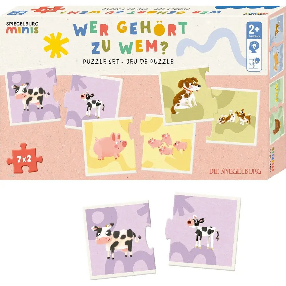 COPPENRATH DIE SPIEGELBURG Puzzle Puzzle-Set ''Wer gehört zu wem?'' (7x2 T) - Bauernhof-Tiere, Puzzleteile
