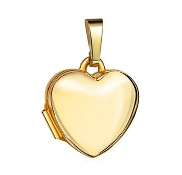 JEVELION Kette mit Anhänger Herz goldenes Medaillon aus Gold 750 zum Öffnen für 2 Bilder (Foto Amulett Gold, für Damen und Mädchen), Mit Kette vergoldet - Länge wählbar 36 - 70 cm oder ohne Kette.
