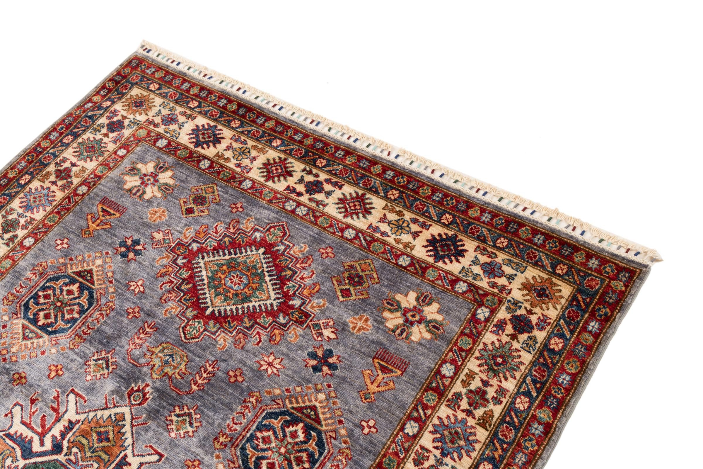 Nain Trading Orientteppich Super Kazak 153x217 Handgeknüpfter Orientteppich, rechteckig, Höhe: 6 mm