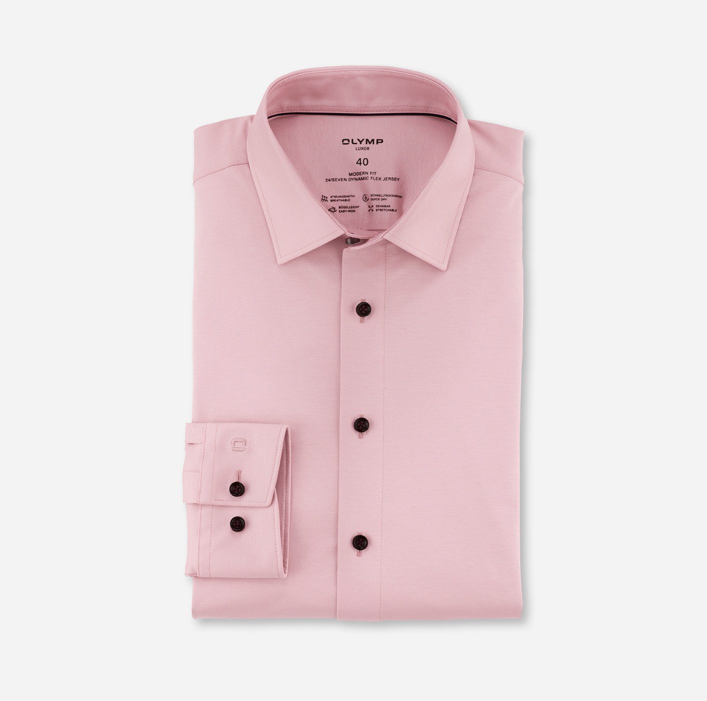 OLYMP Langarmhemd Luxor 24/Seven modern fit Jerseyshirt mit geruchshemmenden Materialeigenschaften