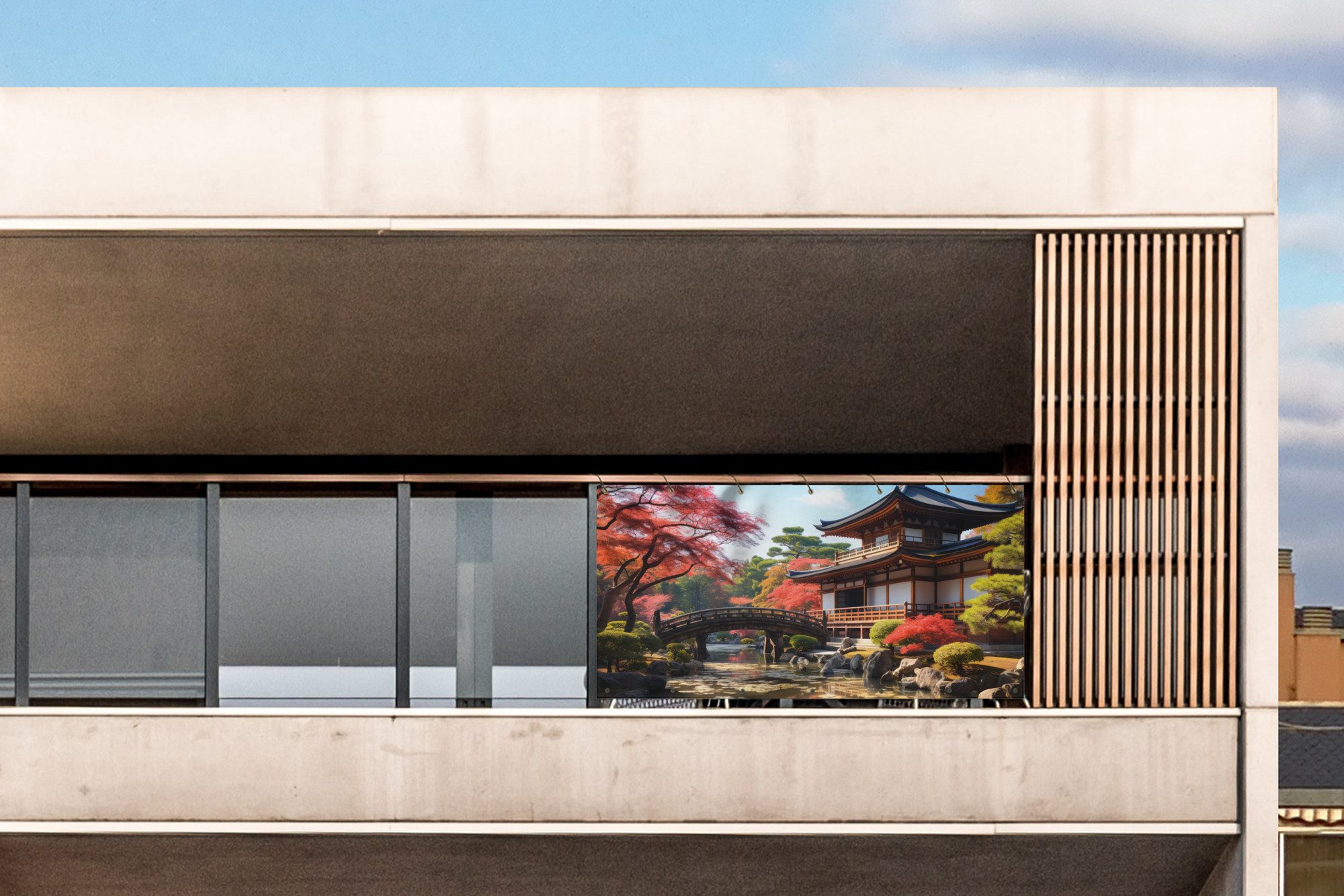MuchoWow Balkonsichtschutz Japanischer Garten - Fluss günstig online kaufen