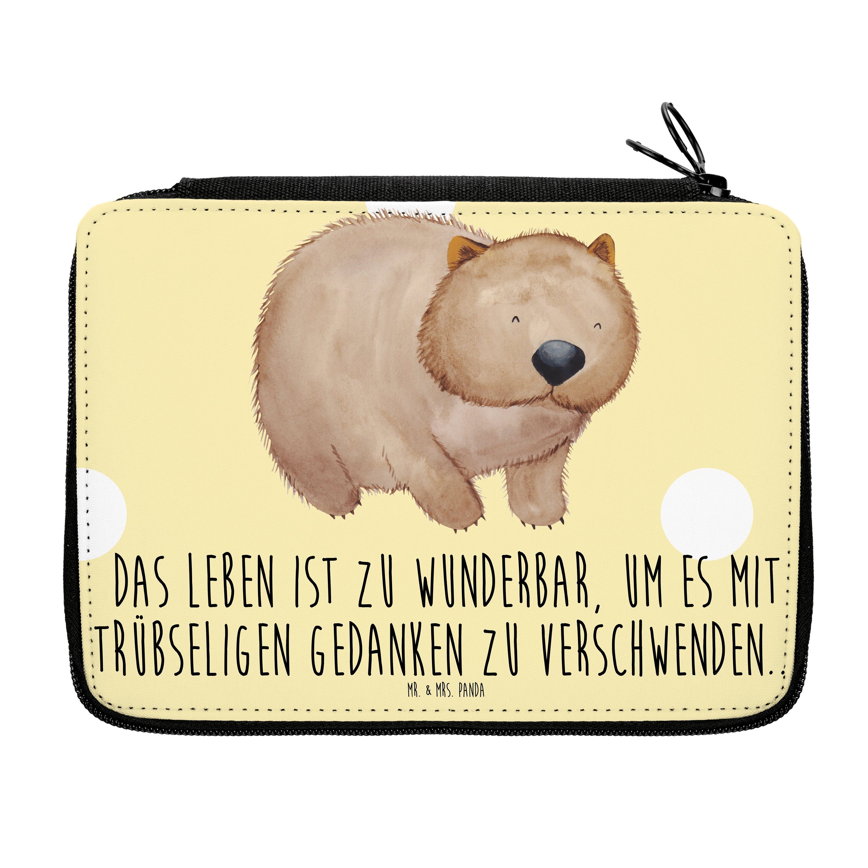 Mr. & Mrs. Panda Federmäppchen Wombat - Gelb Pastell - Geschenk, Stiftetasche, Tiermotive, Spruch, M, (1-tlg)