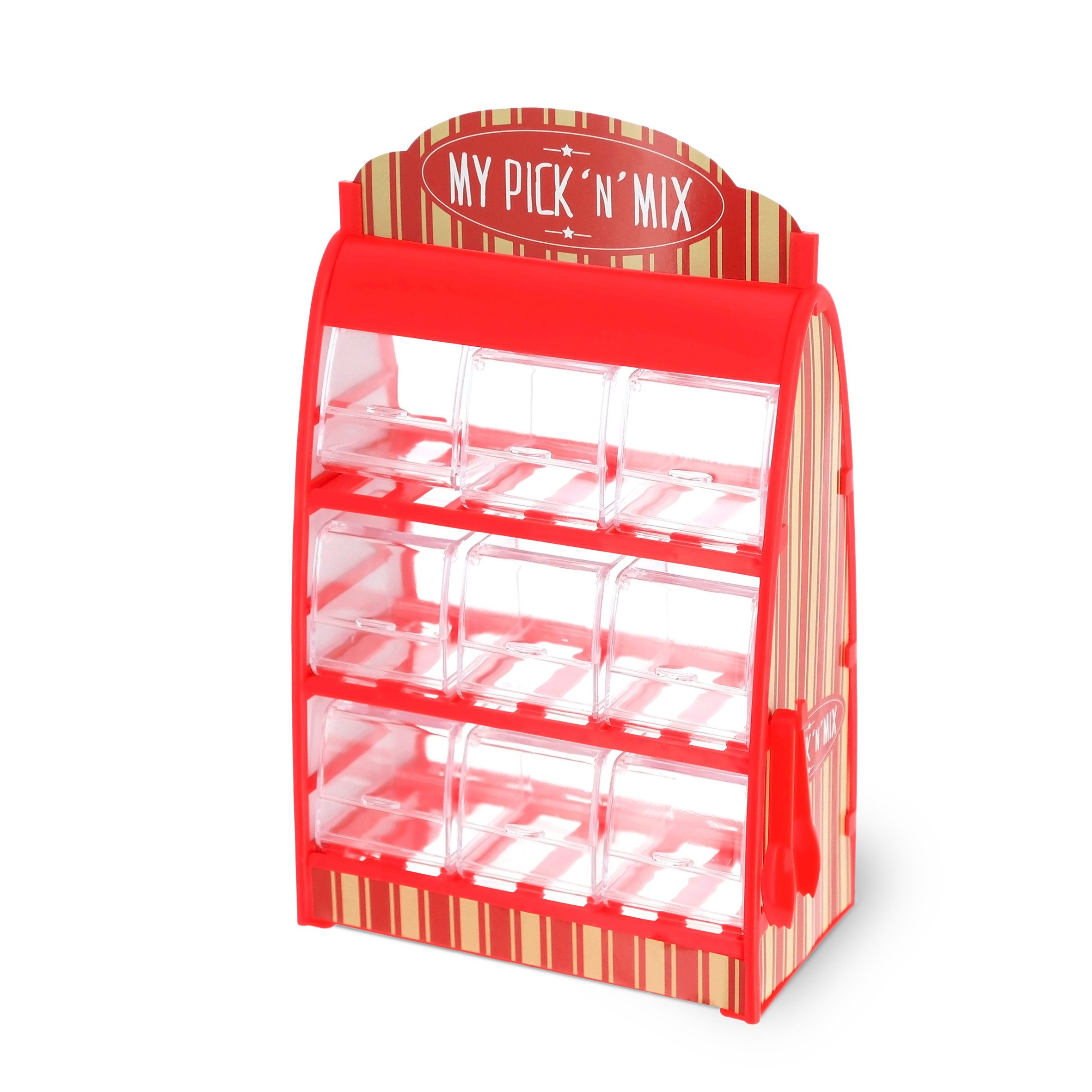 Spetebo Vorratsglas Süßigkeitenspender mit 9 Fächern - 30 x 18 cm, Kunststoff / Pappe, (Stück, 1-tlg., Candy Bar), Candy Bar im Retro Design
