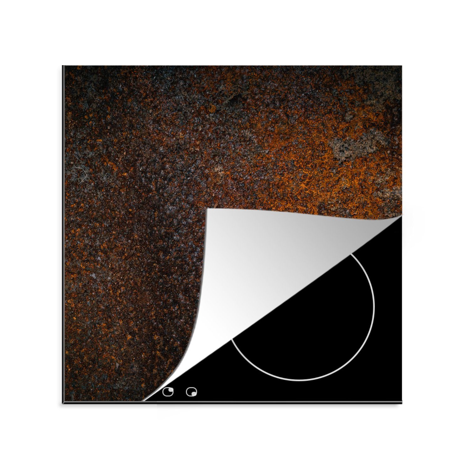MuchoWow Herdblende-/Abdeckplatte Rost - Ceranfeldabdeckung, küche Muster, Arbeitsplatte (1 cm, Orange 78x78 für tlg), Vinyl, 