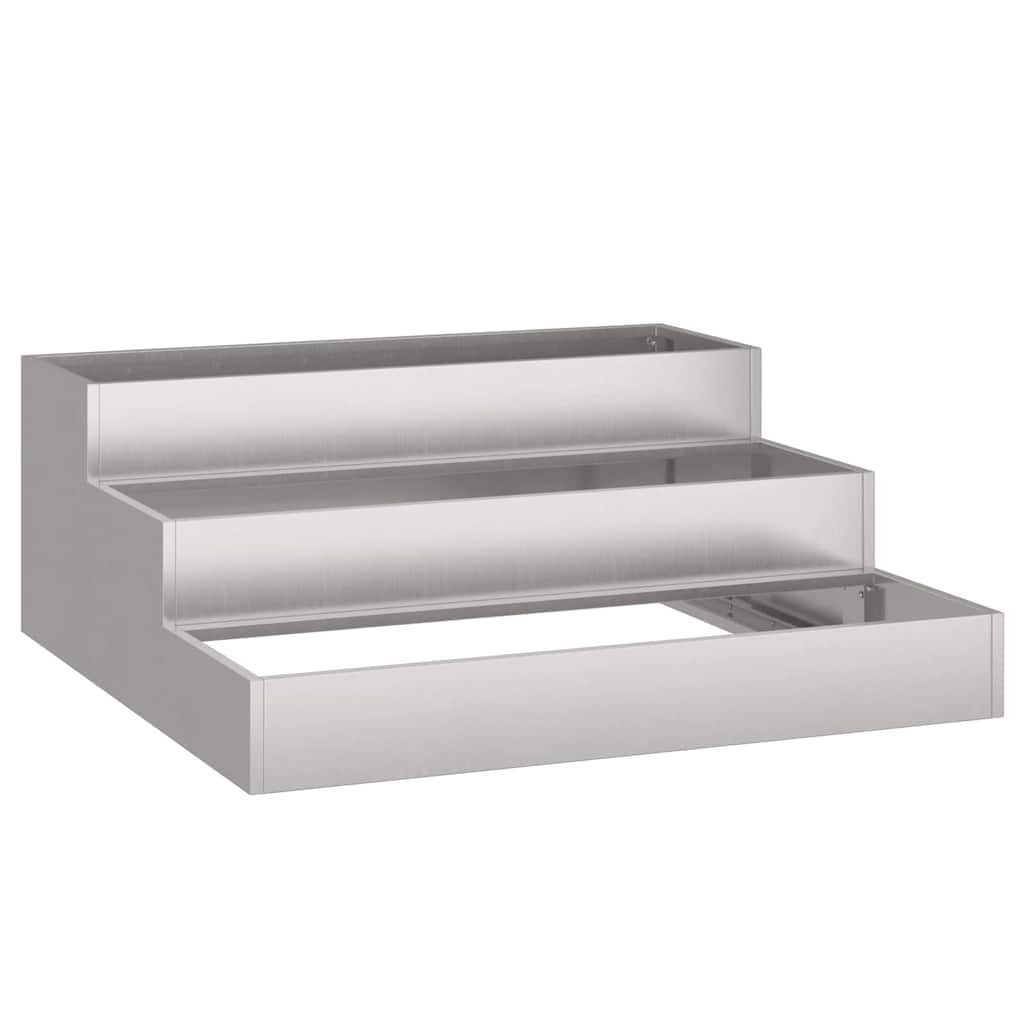 vidaXL Blumentopf Garten-Pflanzgefäß Silber 90 x 90 x 35 cm Edelstahl (1 St)