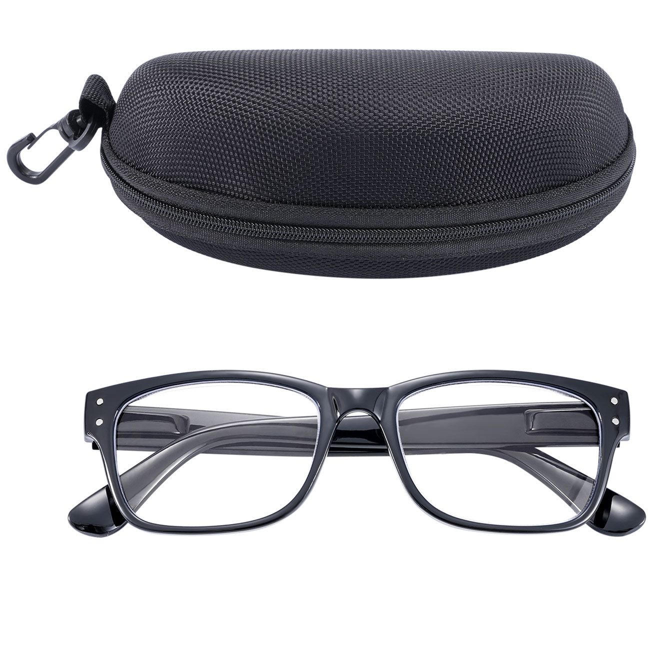 shop'n smile ideoon Lesehilfe Blaulichtfilter-Brille +3,0 PC- & Gaming-Brille für entspanntes Sehen, PC-Brille +3,0 Dioptrien: 40% Blaulichtfilter, UV 400 & flexibles Etui