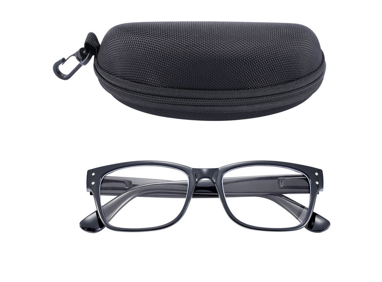 shop'n smile ideoon Brille Bildschirmbrille Blaulichtfilter 0 Dioptrien, PC-Brille mit UV400, mit flexiblen Bügeln & Etui, Schwarz