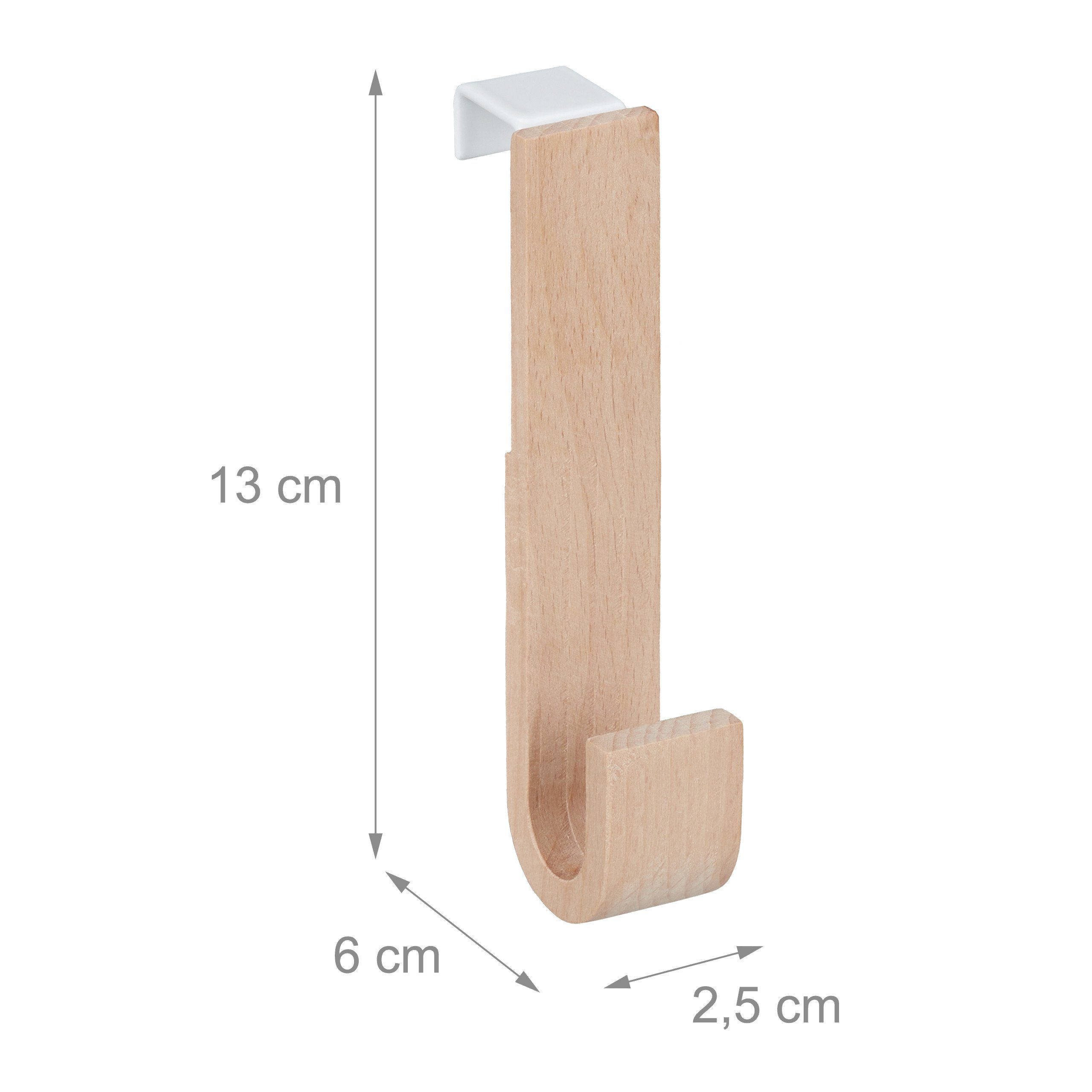 relaxdays Türhaken Holz 5er Set, Taschen, Mäntel, Jacken, Schals, Türen mit einer Falztiefe von ca. 2 cm, (5-St) – Bild 4 von 5