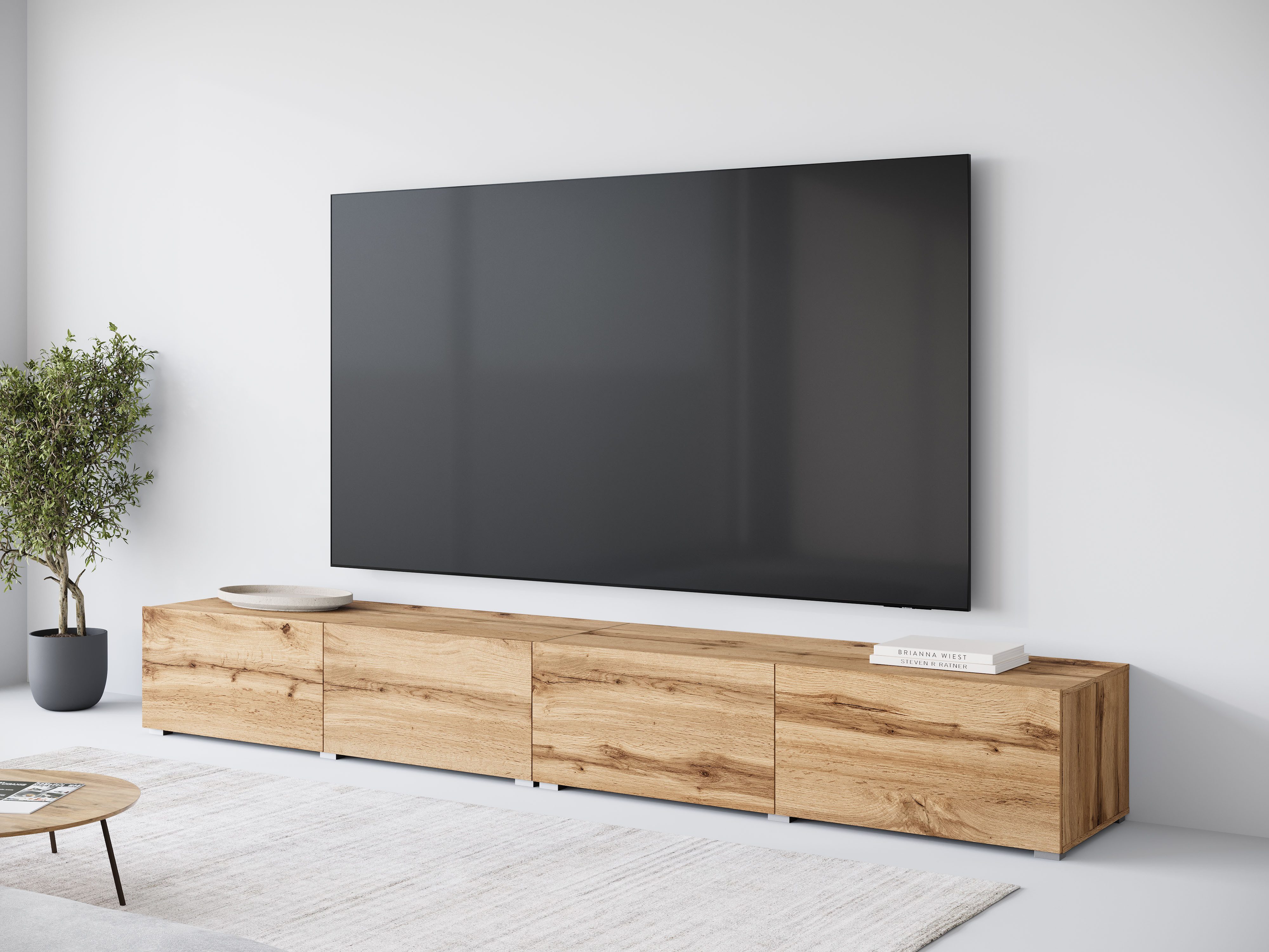 OTTO home Lowboard Denver Erlebe die Weltmeisterschaft im XXL-Format, Elegantes TV-Möbel 300 cm, speziell für bis zu 98-Zoll Fernseher