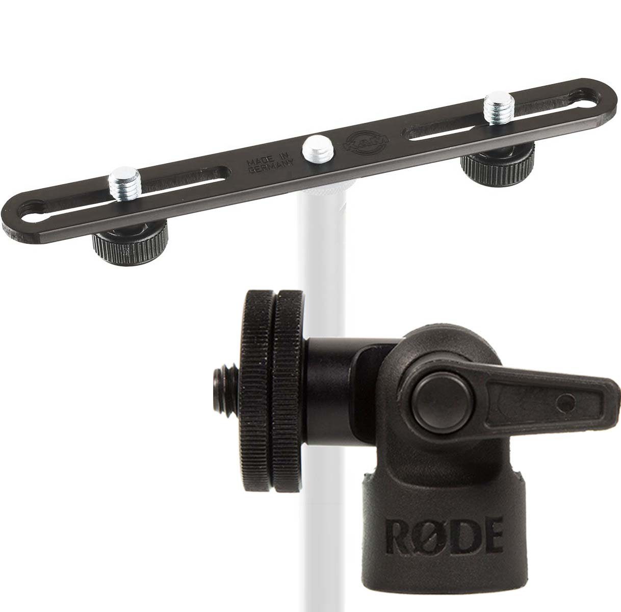 Mikrofon-Halterung K&M 23550 Stereo Bar mit Rode Pivot Adapter