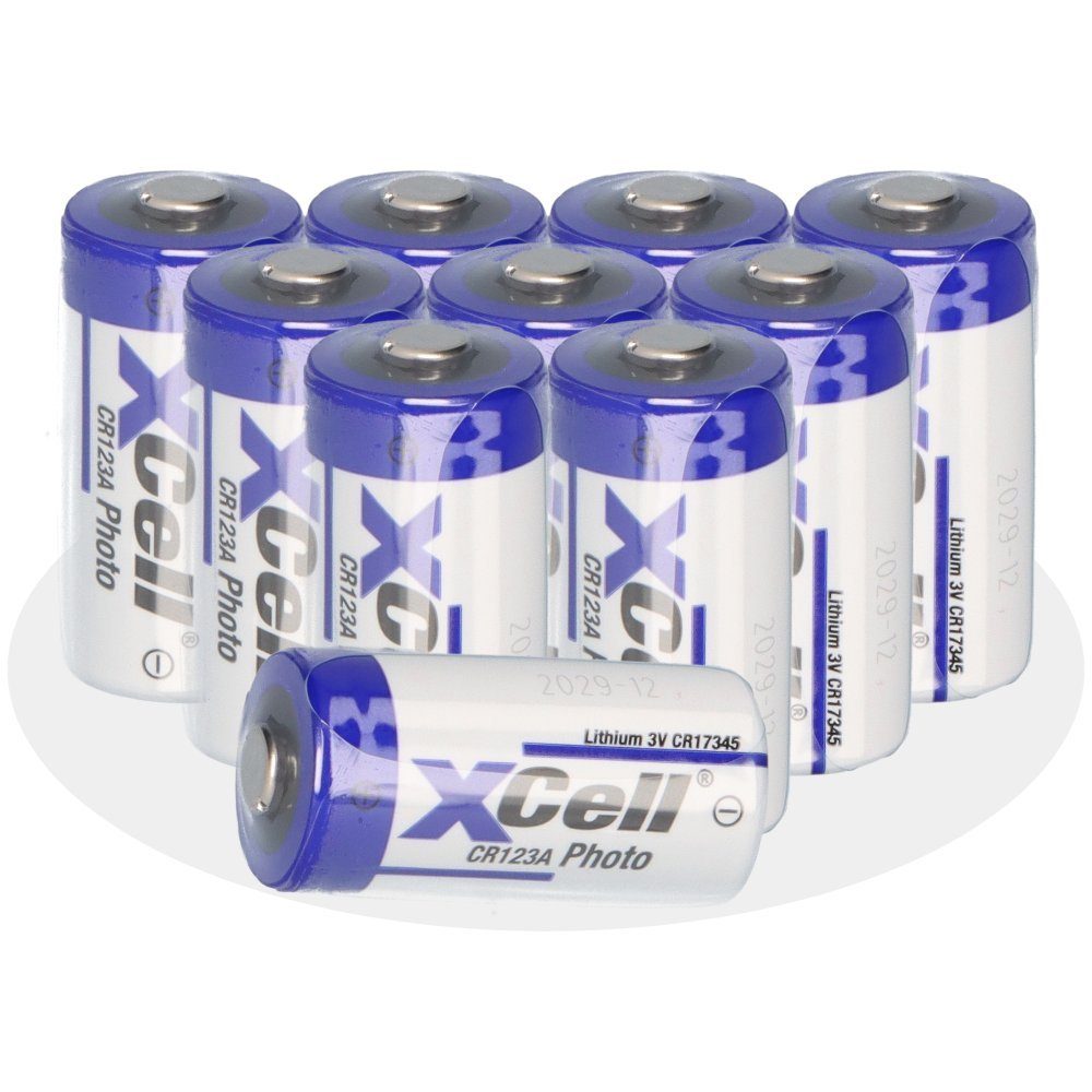 XCell 10x CR123A DL123A Batterien 3V CR17345 Ultra Lithium Foto lose Batterie