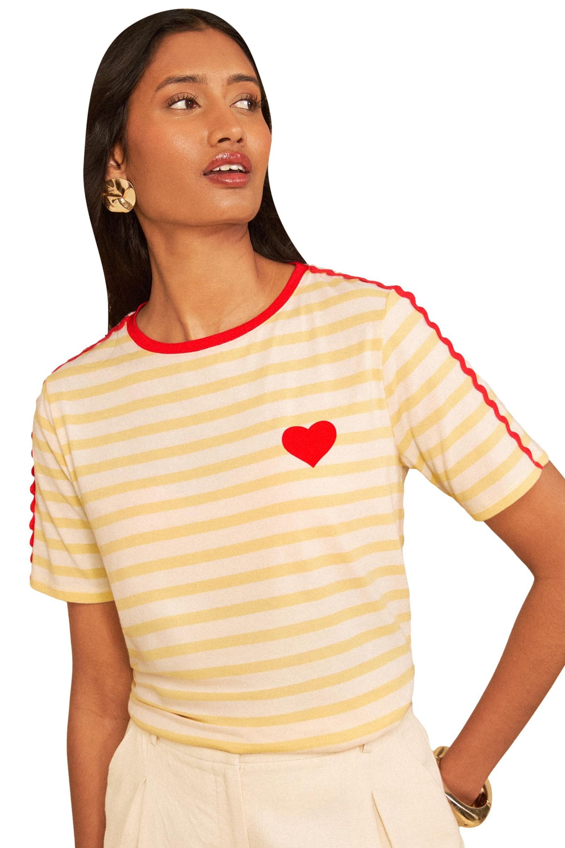 Love & Roses T-Shirt Love & Roses Kurzarm-T-Shirt mit Zackenlitze, Herz (1-tlg)