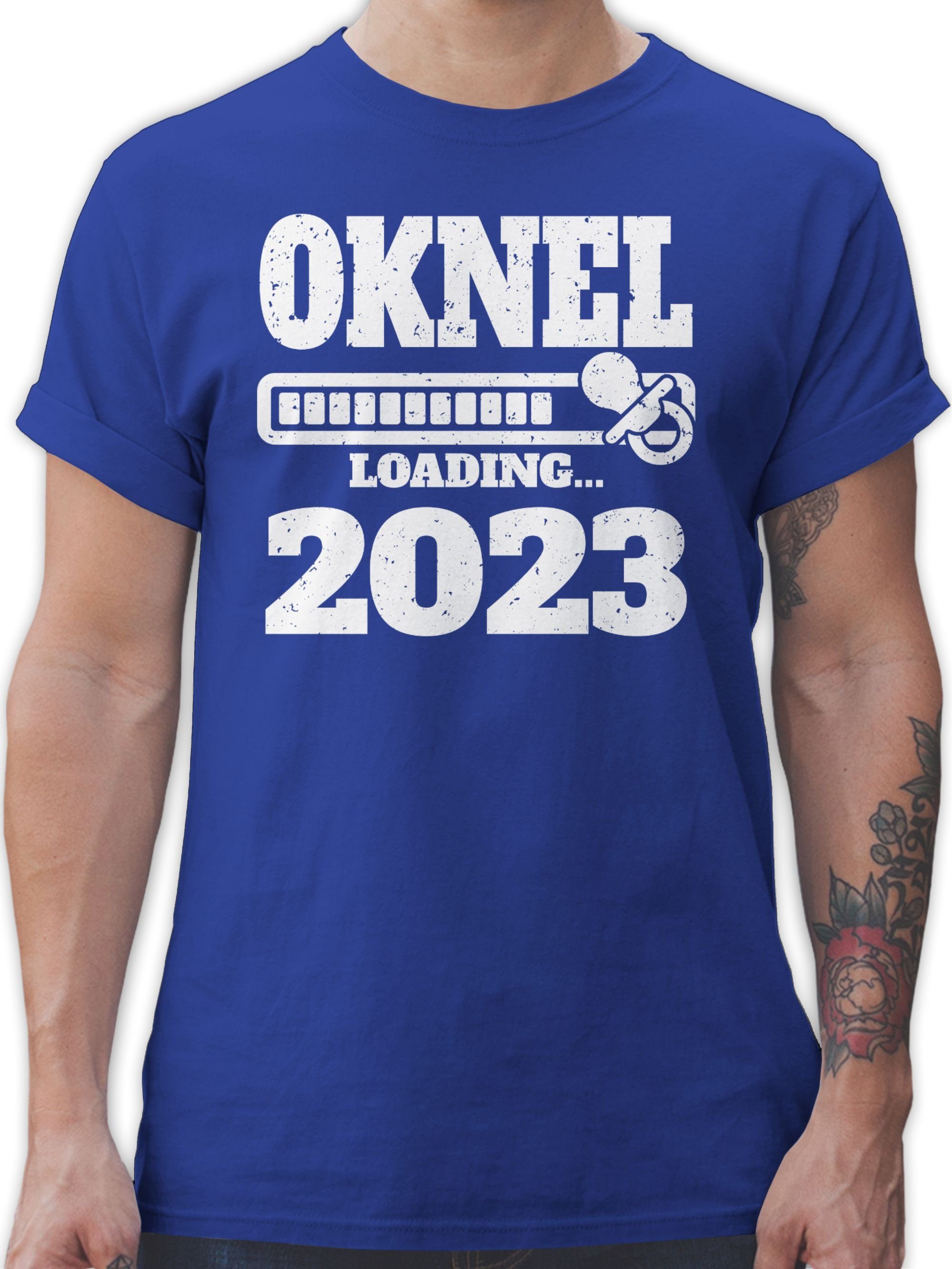 Shirtracer T-Shirt Onkel loading 2023 mit Schnuller Bruder und Onkel Geschenk 2 Royalblau