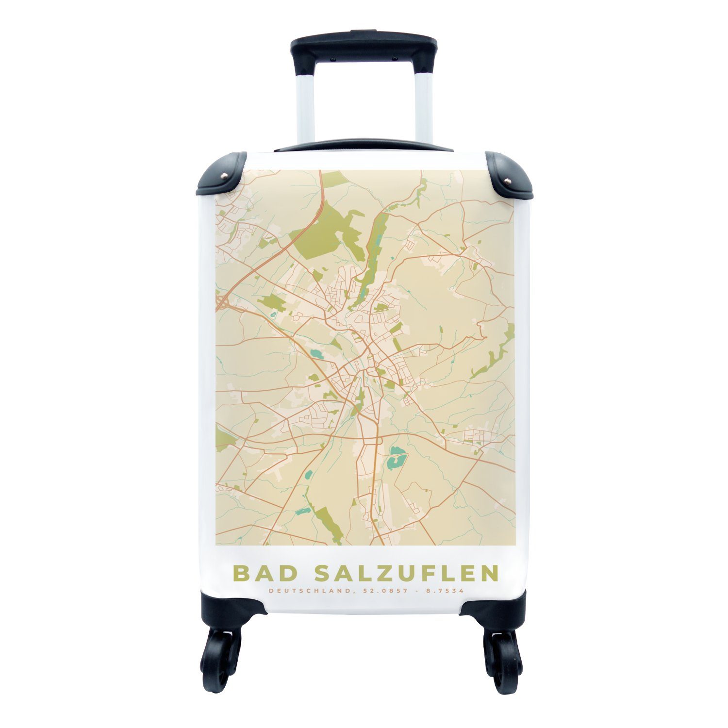 MuchoWow Handgepäckkoffer Bad Salzuflen - Stadtplan - Vintage - Karte, 4 Rollen, Reisetasche mit rollen, Handgepäck für Ferien, Trolley, Reisekoffer