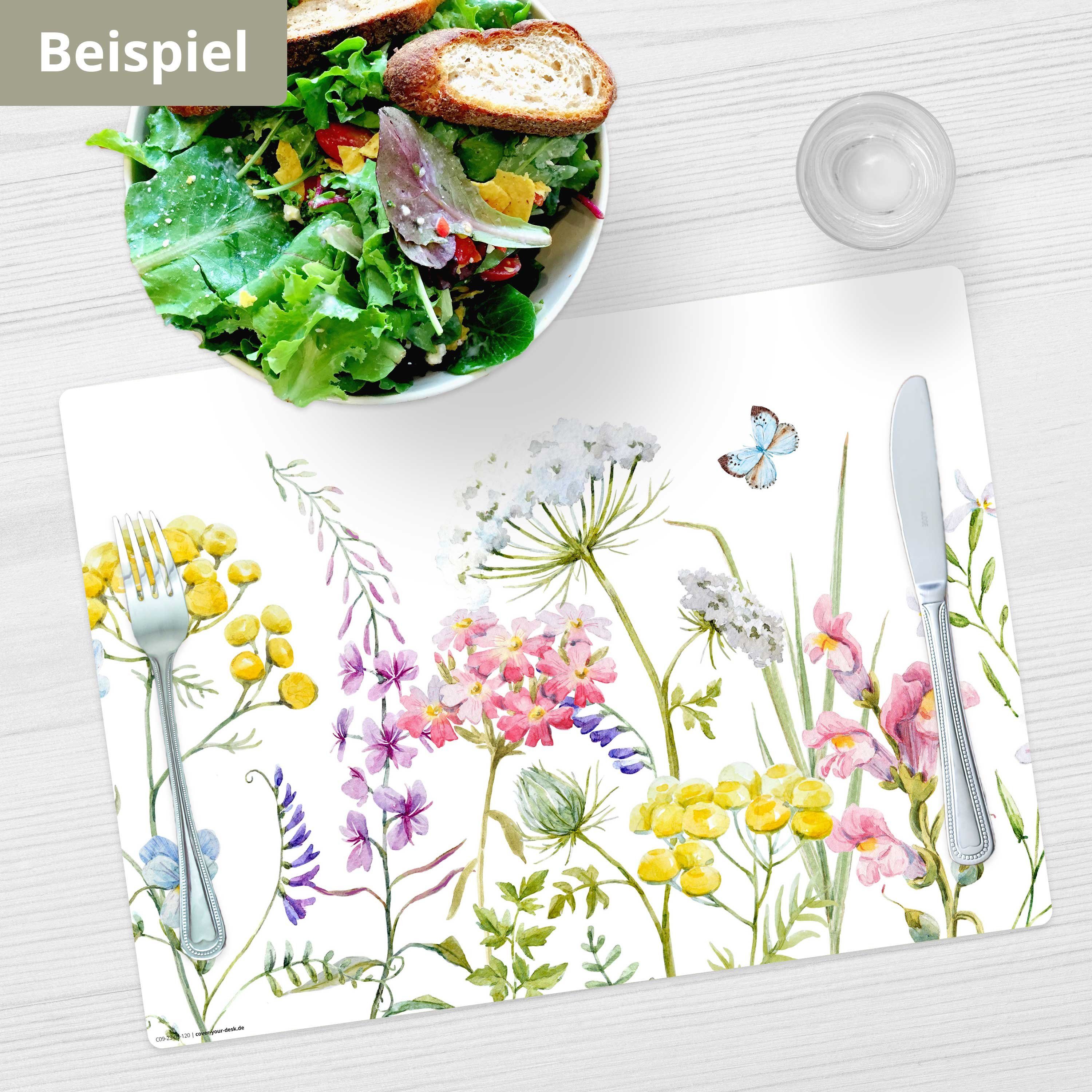 Tischsetmacher Platzset Tischset, Platzset abwaschbar - Blumenwiese Aquarell bunt, (aus erstklassigem Vinyl, 4-St., 44 x 32 cm / bunt), Made in Germany