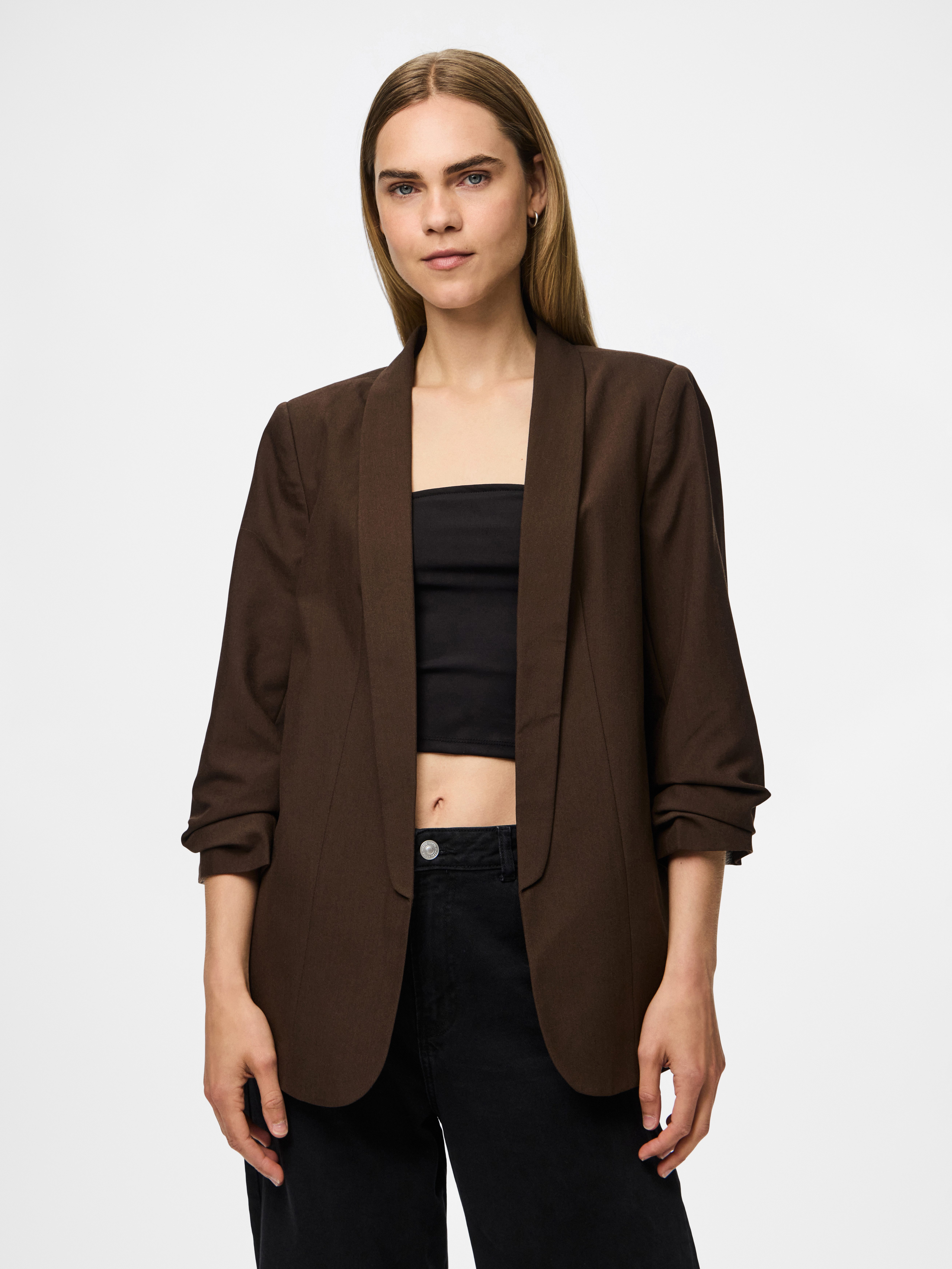 Pieces Blusenblazer PCBOSELLA 3/4 BLAZER NOOS Materialmix, regular fit