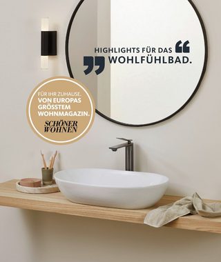 SCHÖNER WOHNEN-Kollektion Aufsatzwaschbecken Sati, Abgerundet, 60 cm, Überlauf, Aufsatz-Montage, Keramik, Weiß