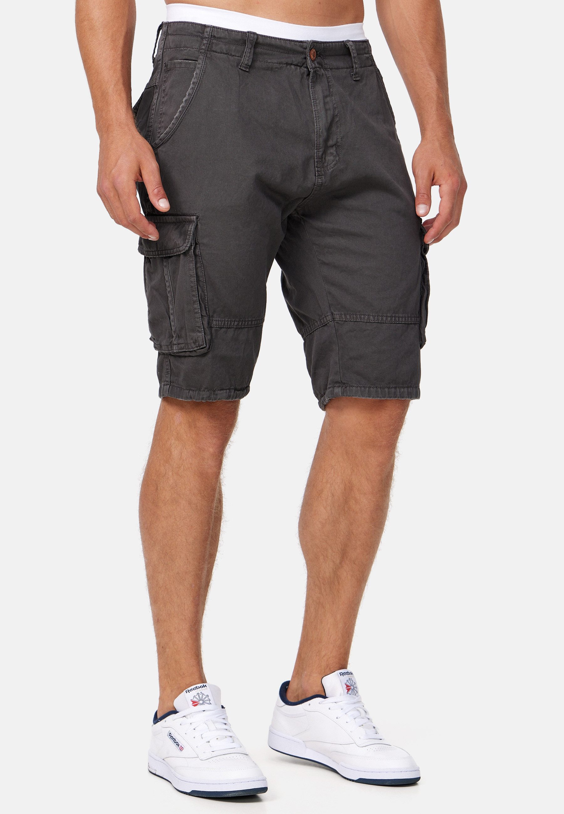 Indicode Cargoshorts Herren Monroe Cargo Cargo Shorts Herrenshorts mit 6 Taschen inkl. Gürtel