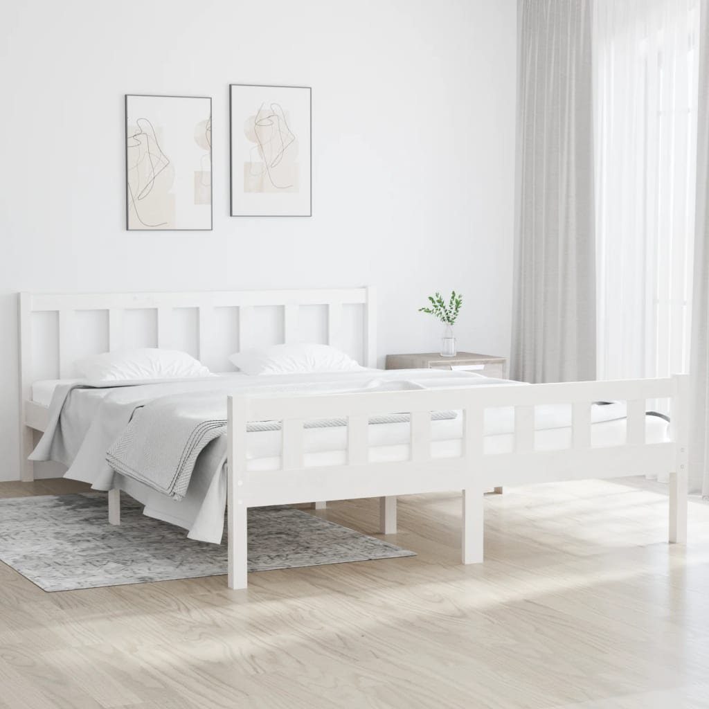 vidaXL Bett Massivholzbett Weiß 140x200 cm