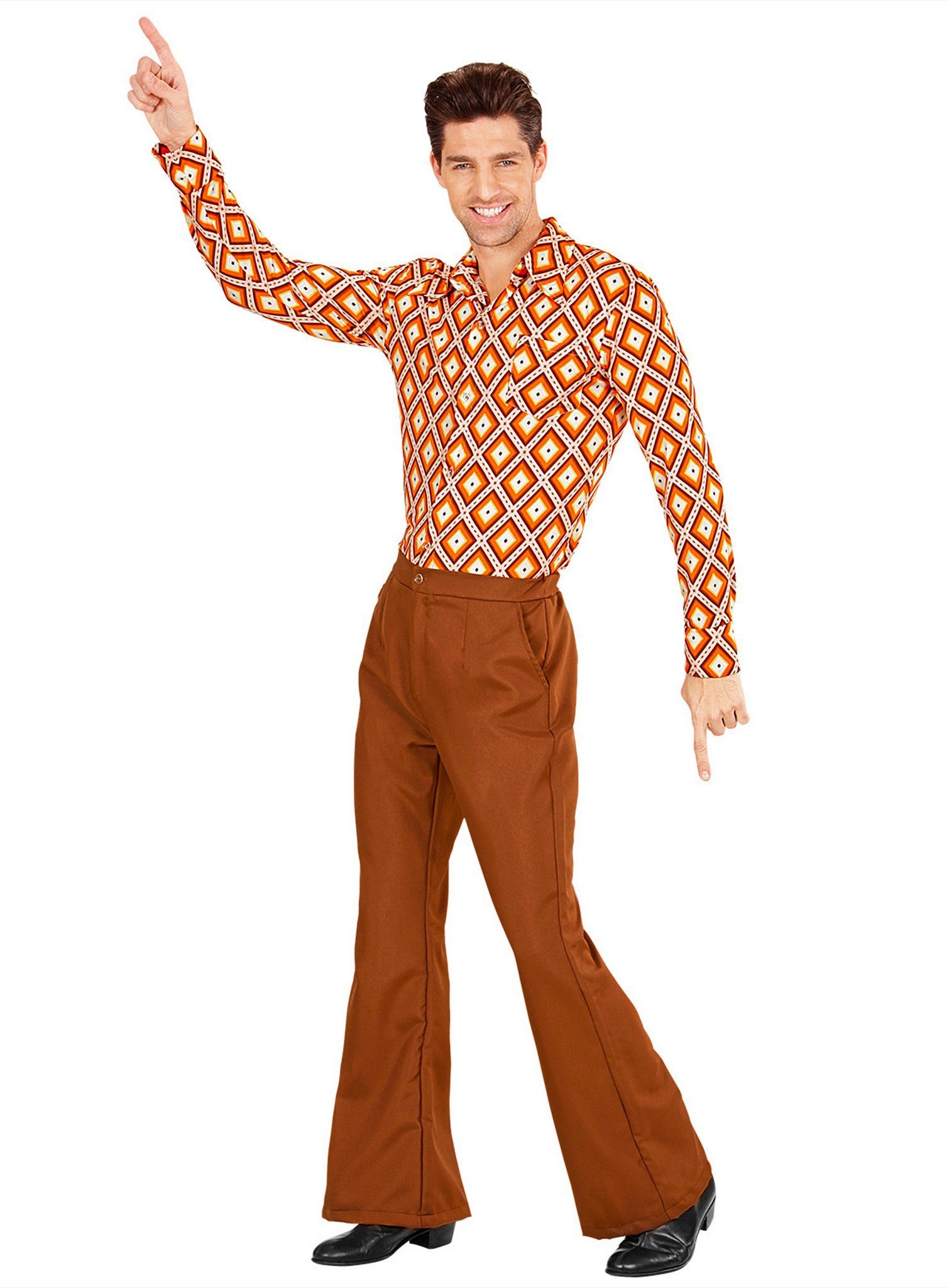 Widdmann Hippie-Kostüm 70er Herrenhose braun, Für Schlager- und Mottopartys günstig online kaufen