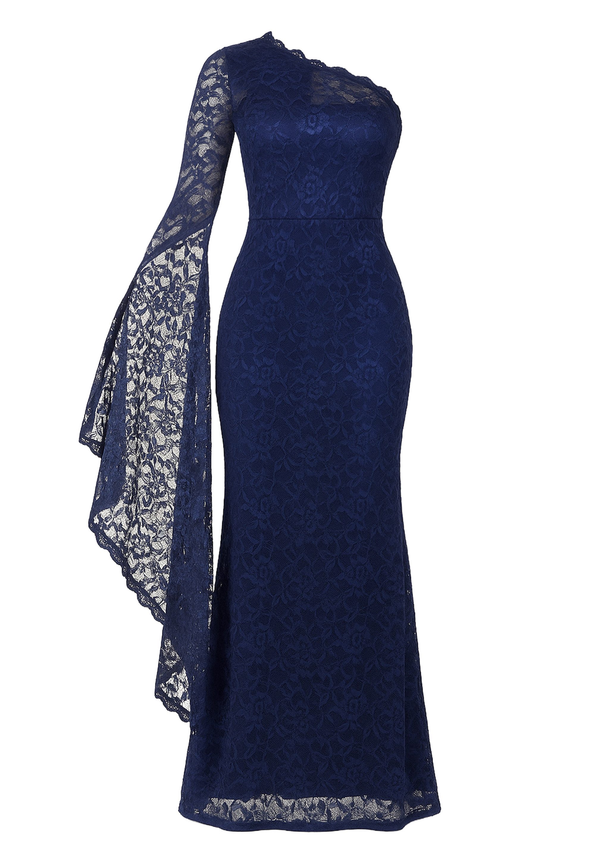 Goddiva Maxikleid One Shoulder Scalloped Neck Maxi Dress langes Kleid günstig online kaufen