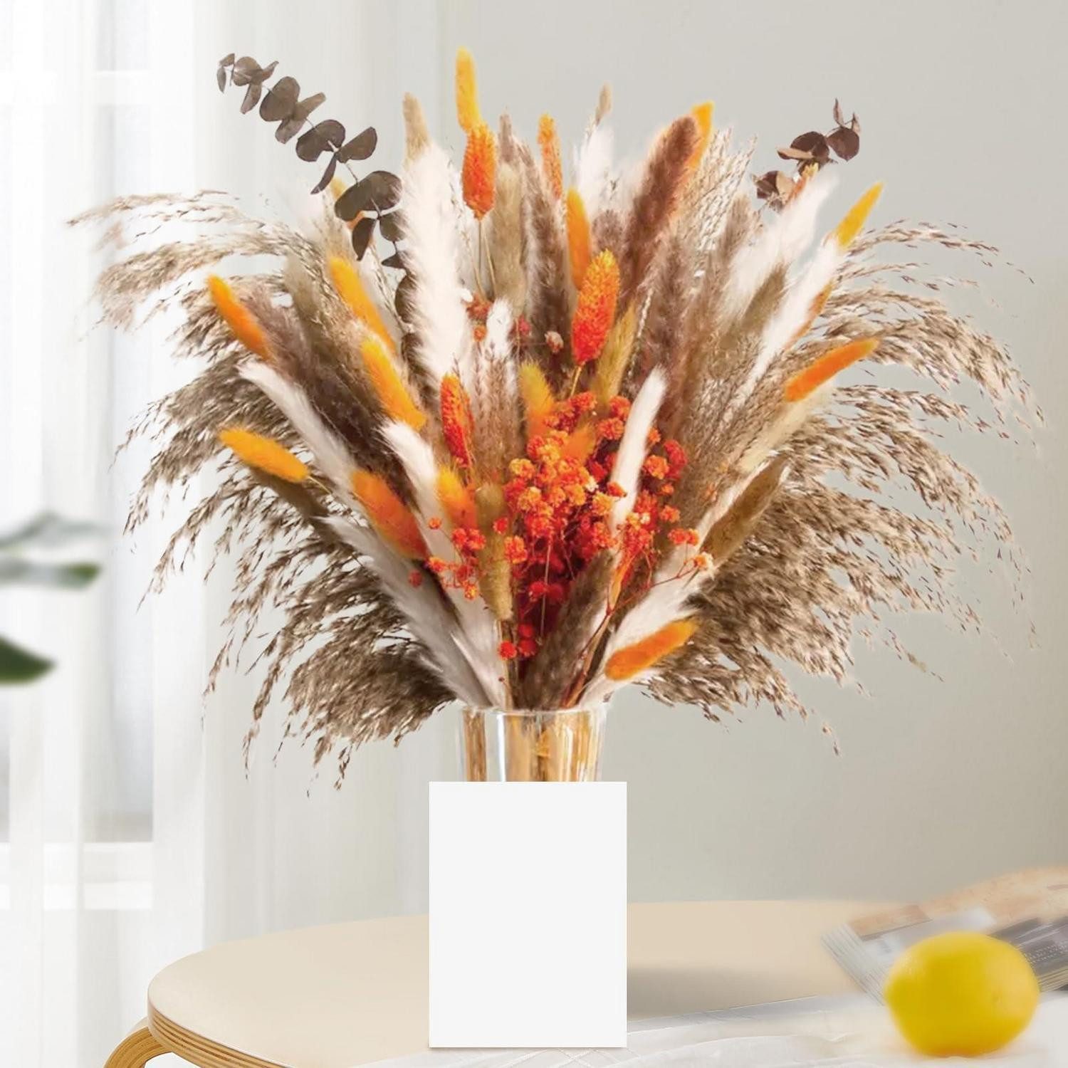Trockenblume Getrocknete Blumen Deko 61 Stk Pampasgras & Eukalyptus, LuxusKollektion, Höhe 20 cm