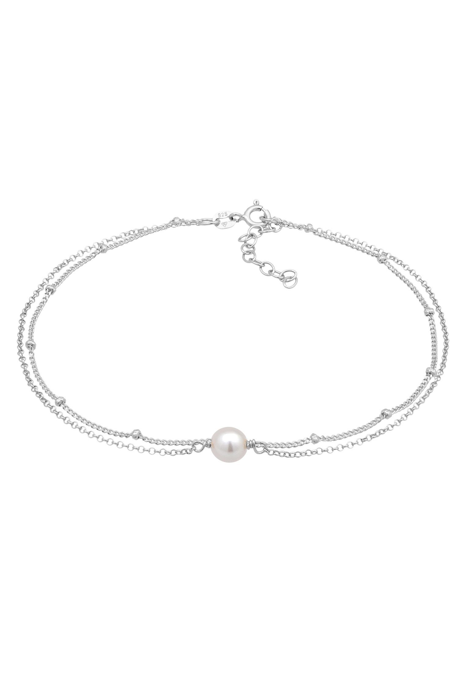 Elli Fußkette Muschelkernperle Kugelkette Layer 925 Silber
