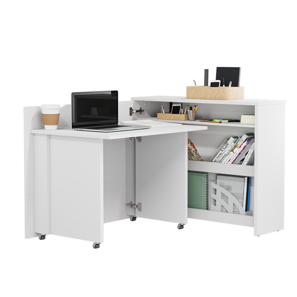(Home Concept, office) Schreibtisch Sideboard Compleo Klappbarer Weiß Work Schreibtisch,multifunktionales