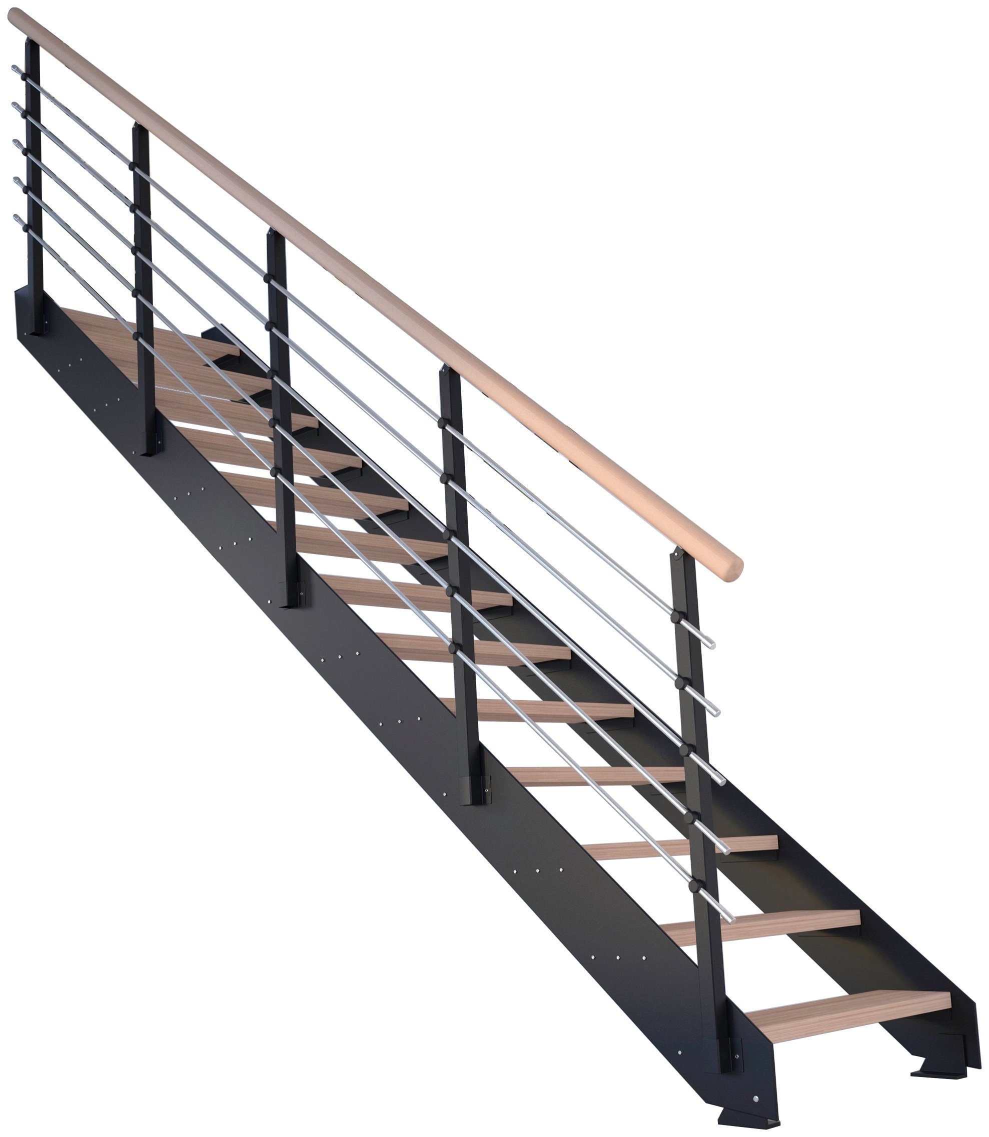 Stufen Starwood Metall, Geteilte Systemtreppe Kos, offen,
