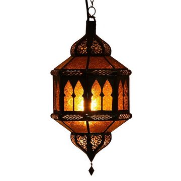 Casa Moro Hängeleuchte Orientalische Lampe Trombia Biban Gelb aus Glas & Eisen, ohne Leuchtmittel, Kunsthandwerk aus Marokko, L1235