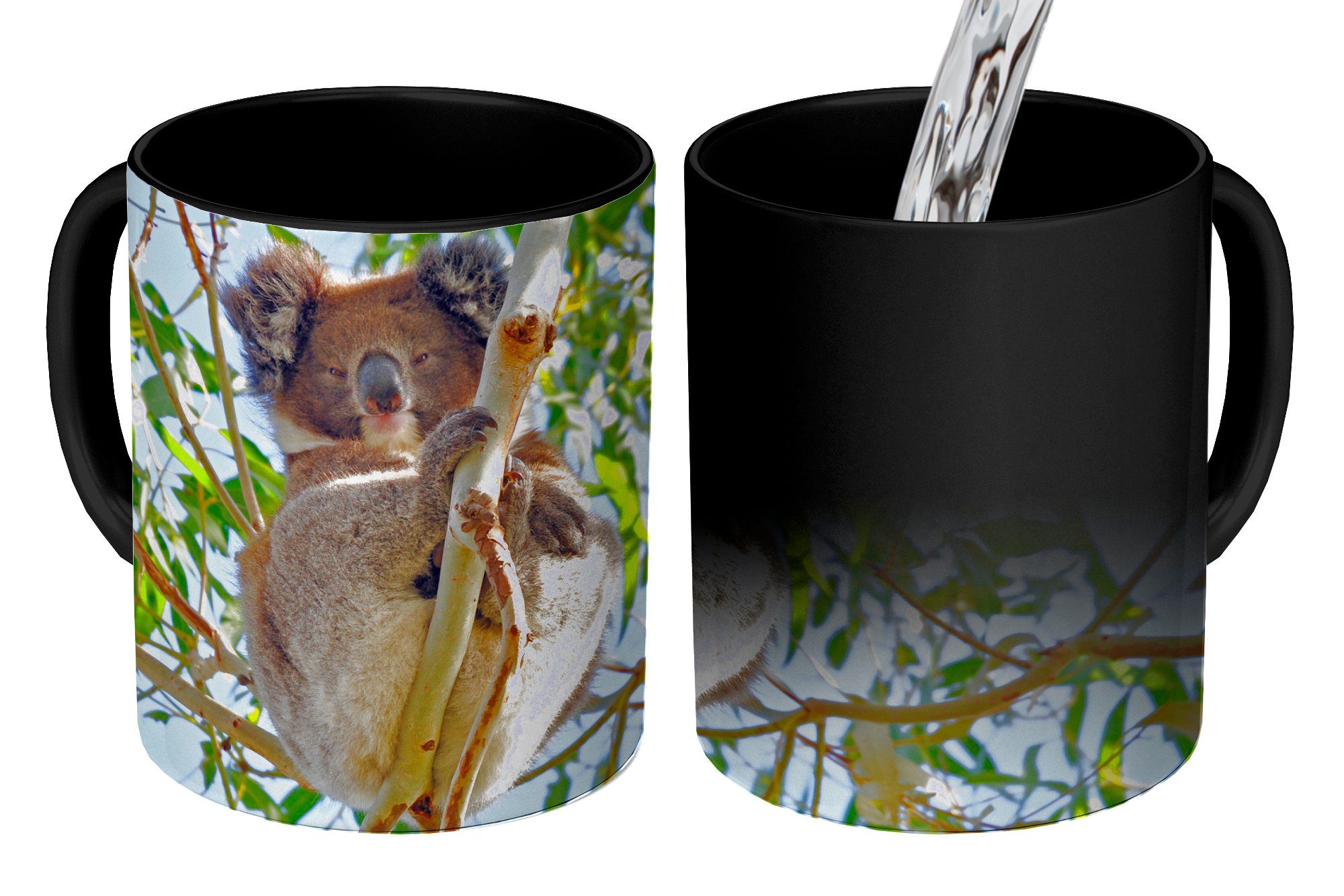 MuchoWow Tasse Koala - Luft - Kinder - Jungen - Mädchen, Keramik, Farbwechsel, Kaffeetassen, Teetasse, Zaubertasse, Geschenk