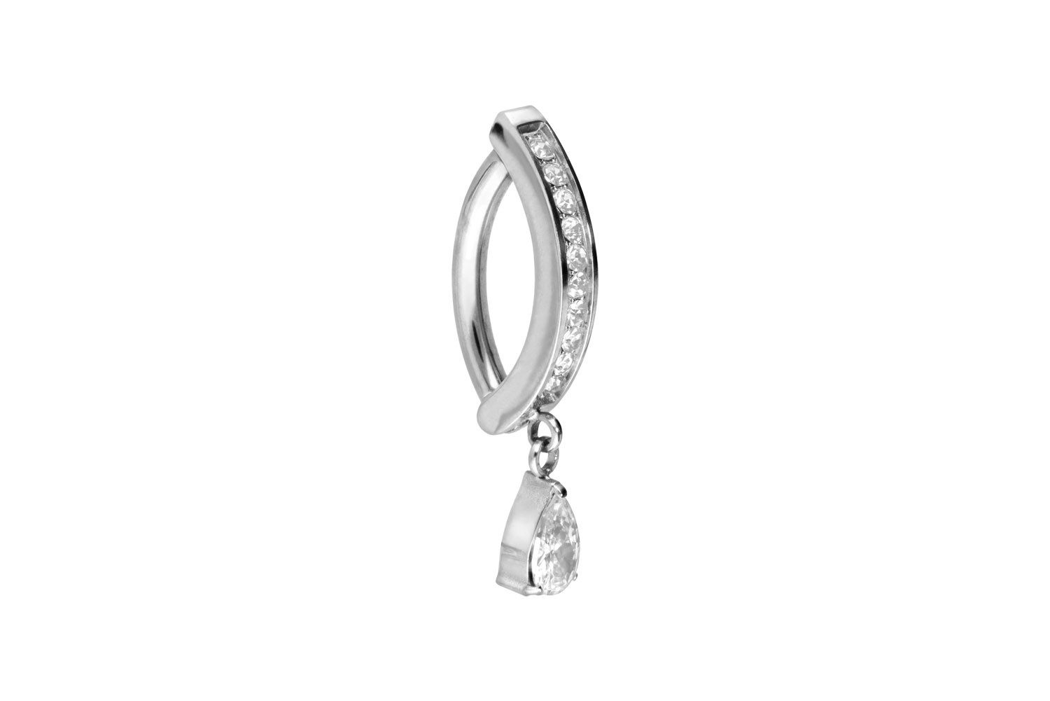 PIERCINGLINE Bauchnabelpiercing Titan Bauchnabelclicker BOGEN + KRISTALLTROPFEN (Clicker, 1-tlg)