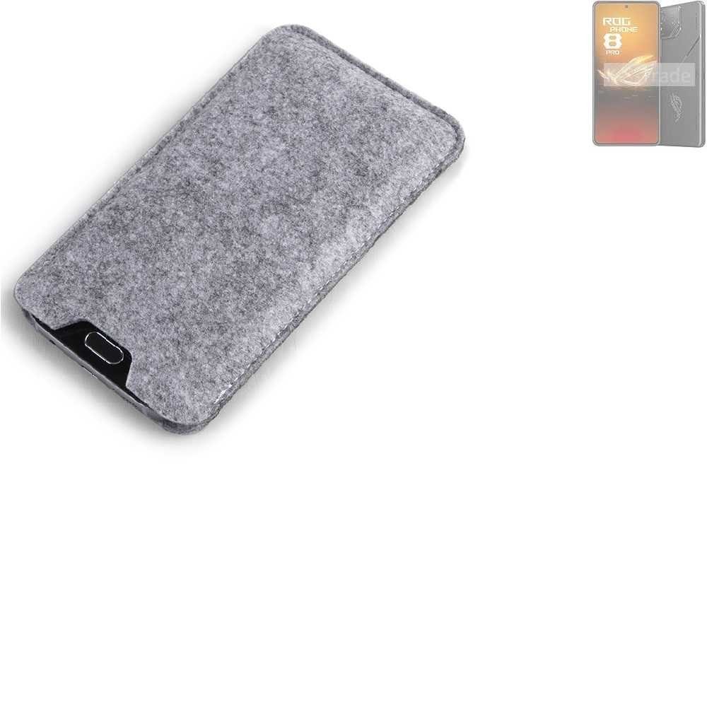 K-S-Trade Handyhülle für Asus ROG Phone 8 Pro, Filz Handyhülle Schutzhülle Filztasche Filz Tasche Case Sleeve