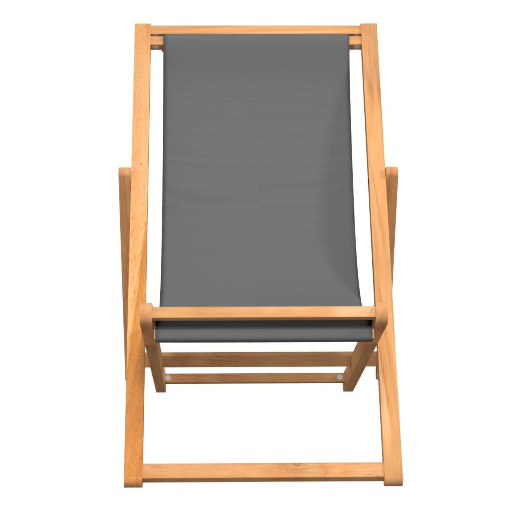 furnicato Klappstuhl Ikonischer Strandstuhl aus Naturholz mit Stoff, 56x105x96 cm, Grau (1 St), Witterungsbeständiger Liegestuhl, klappbar mit verstellbarer Lehne